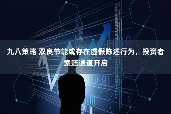 九八策略 双良节能或存在虚假陈述行为，投资者索赔通道开启