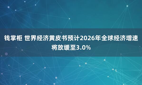 钱掌柜 世界经济黄皮书预计2026年全球经济增速将放缓至3.0%